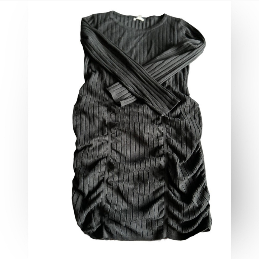 Maurices | Black Long Sleeve Cinched Mini Sweater Dress - Picture 2 of 5